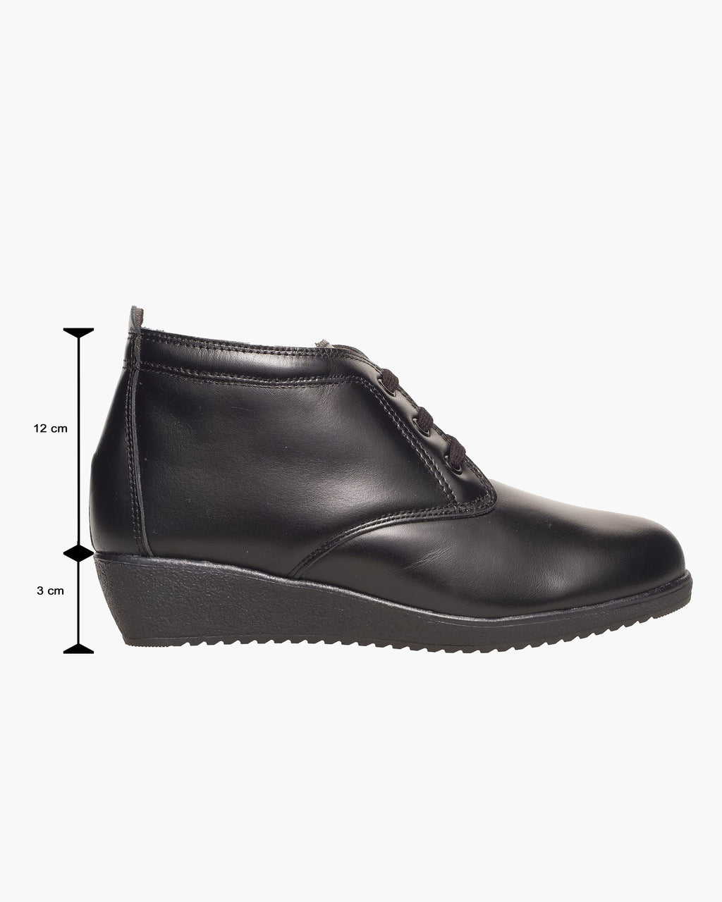 Botines mujer de piel con tacón o plataforma Botín cómodo de invierno y otoño Calzado artesanal de España tipo cuña o camperos en ante y cuero Elegantes e informales - Negro
