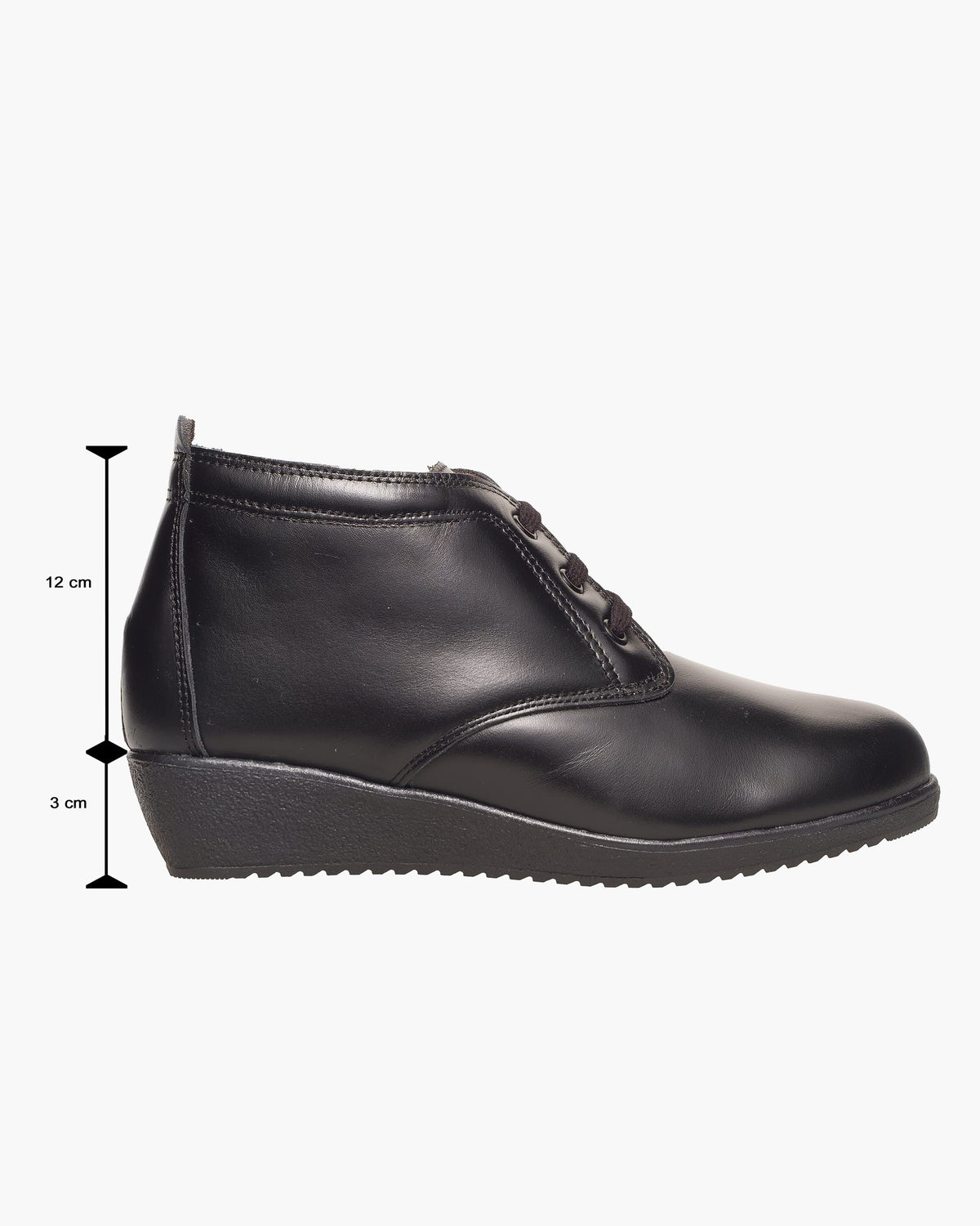Botines mujer de piel con tacón o plataforma Botín cómodo de invierno y otoño Calzado artesanal de España tipo cuña o camperos en ante y cuero Elegantes e informales - Negro