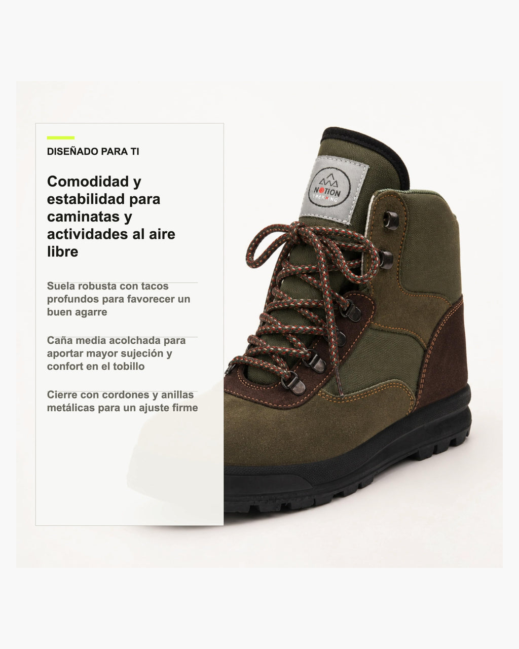Zapatillas Trekking Mujer Impermeables de Piel, Verde y Marrón - Kaki-Marrón