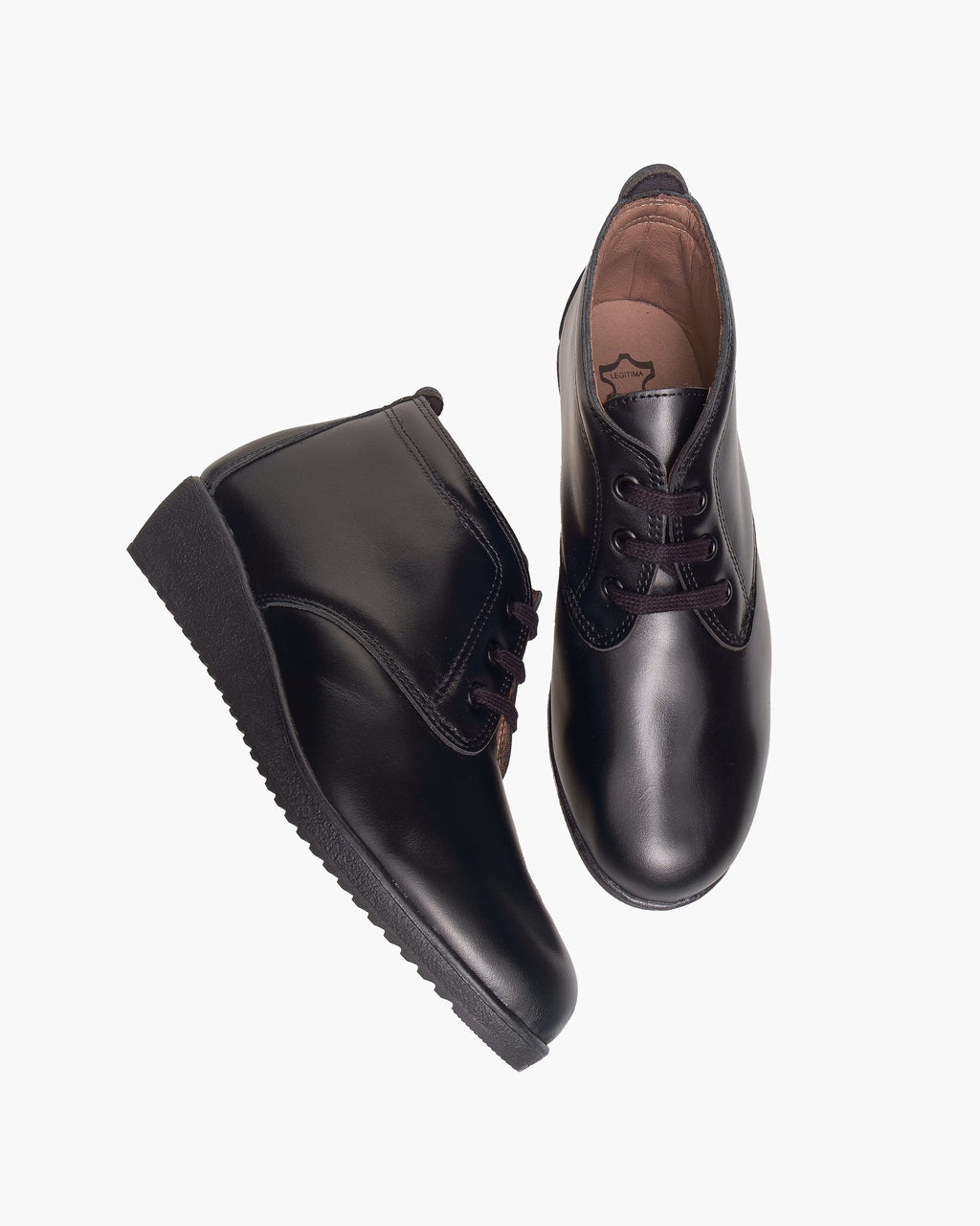 Botines mujer de piel con tacón o plataforma Botín cómodo de invierno y otoño Calzado artesanal de España tipo cuña o camperos en ante y cuero Elegantes e informales - Negro