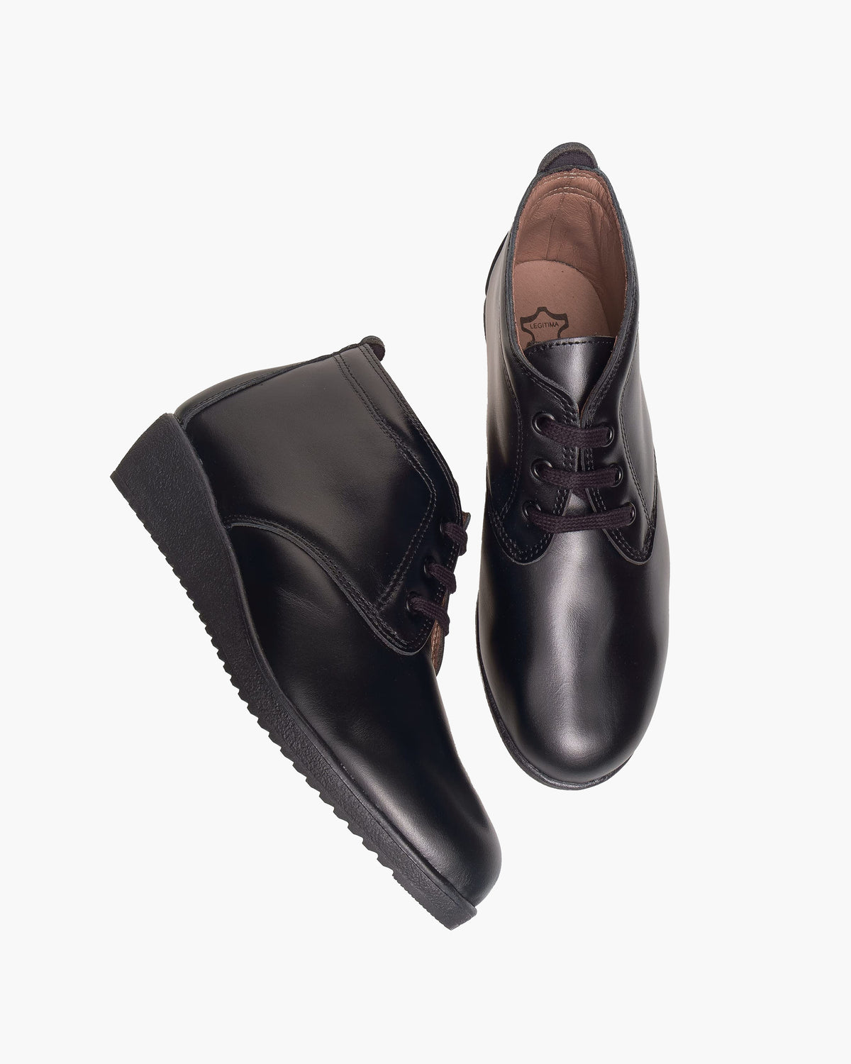 Botines mujer de piel con tacón o plataforma Botín cómodo de invierno y otoño Calzado artesanal de España tipo cuña o camperos en ante y cuero Elegantes e informales - Negro