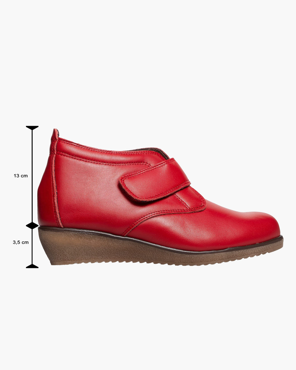 Botines mujer de piel con tacón o plataforma Botín cómodo de invierno y otoño Calzado artesanal de España tipo cuña o camperos en ante y cuero Elegantes e informales - Rojo