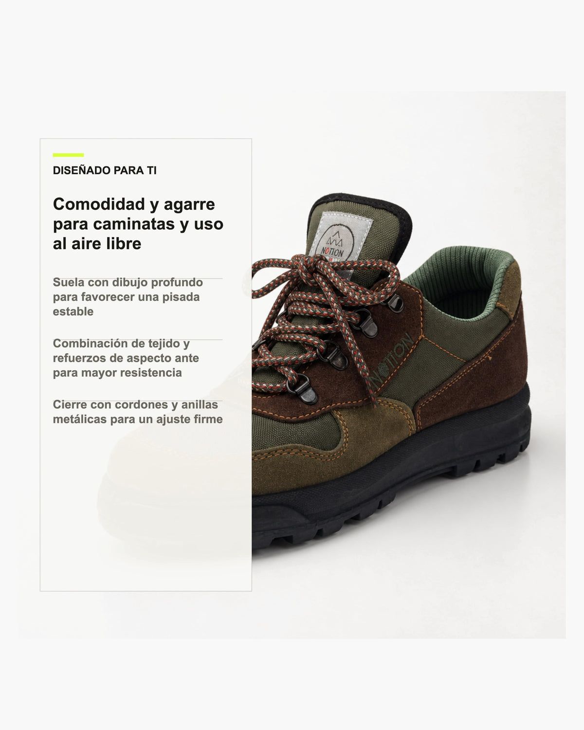 Zapatillas Trekking Mujer Impermeables de Piel, Verde y Marrón - Kaki-Serraje