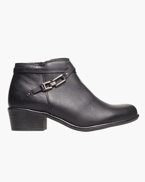 Botines mujer de piel con tacón o plataforma Botín cómodo de invierno y otoño Calzado artesanal de España tipo cuña o camperos en ante y cuero Elegantes e informales - Negro