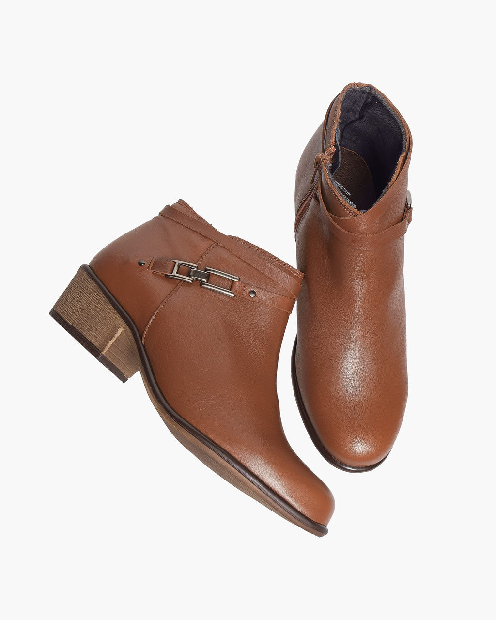 Botines mujer de piel con tacón o plataforma Botín cómodo de invierno y otoño Calzado artesanal de España tipo cuña o camperos en ante y cuero Elegantes e informales - Cuero