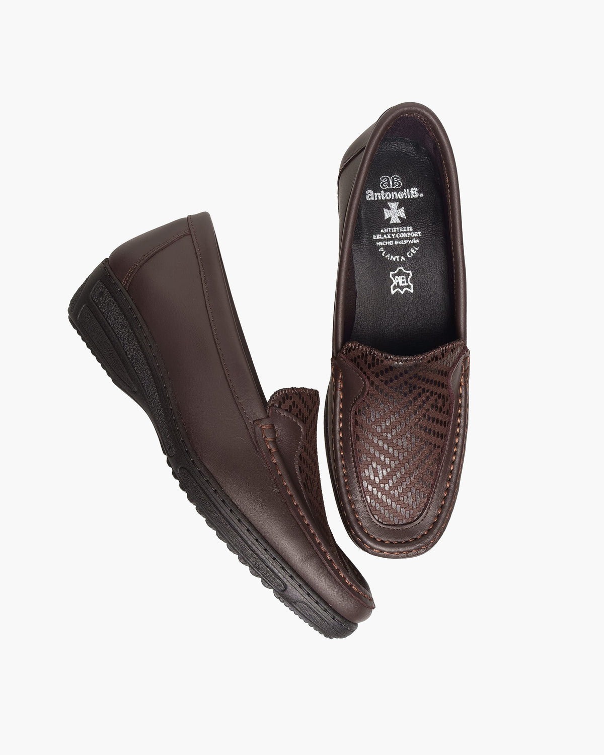 Mocasines para Mujer de Piel cómodos Zapatos clásicos de Vestir y Casual Zapatillas 24 Horas señora Calzado de Verano e Invierno Tipo Penny en Gamuza - Marron