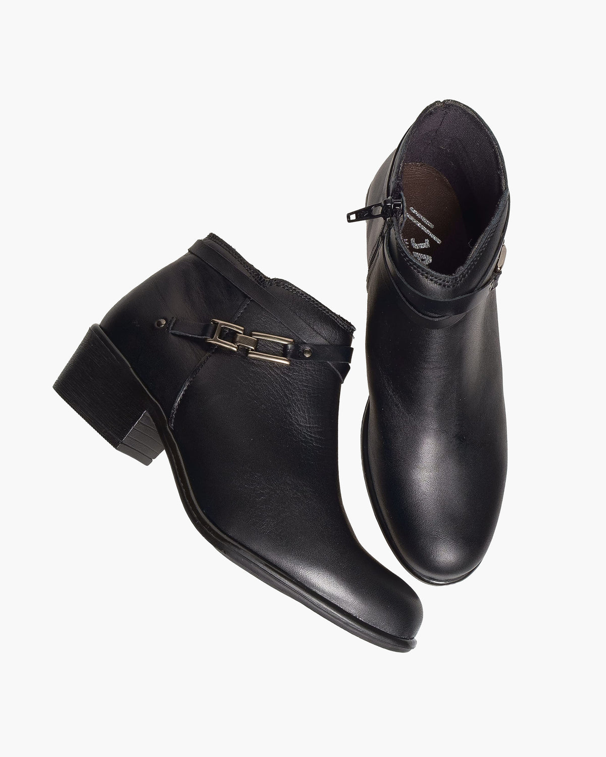 Botines mujer de piel con tacón o plataforma Botín cómodo de invierno y otoño Calzado artesanal de España tipo cuña o camperos en ante y cuero Elegantes e informales - Negro