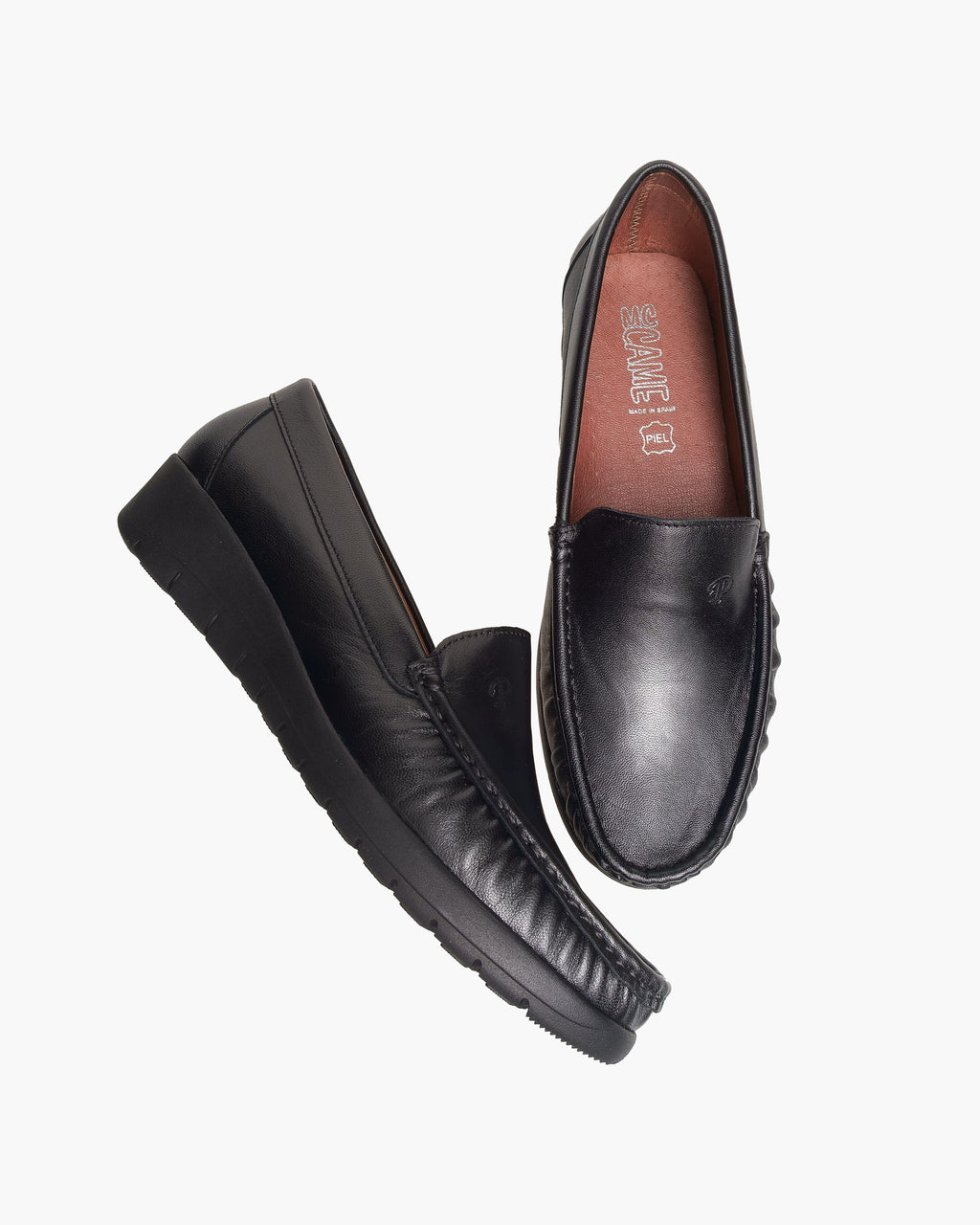 Mocasines para Mujer de Piel cómodos Zapatos clásicos de Vestir y Casual Zapatillas 24 Horas señora Calzado de Verano e Invierno Tipo Penny en Gamuza - Negro