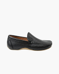 Mocasines de Cuero Azul Marino para Hombre de Verano - Negro