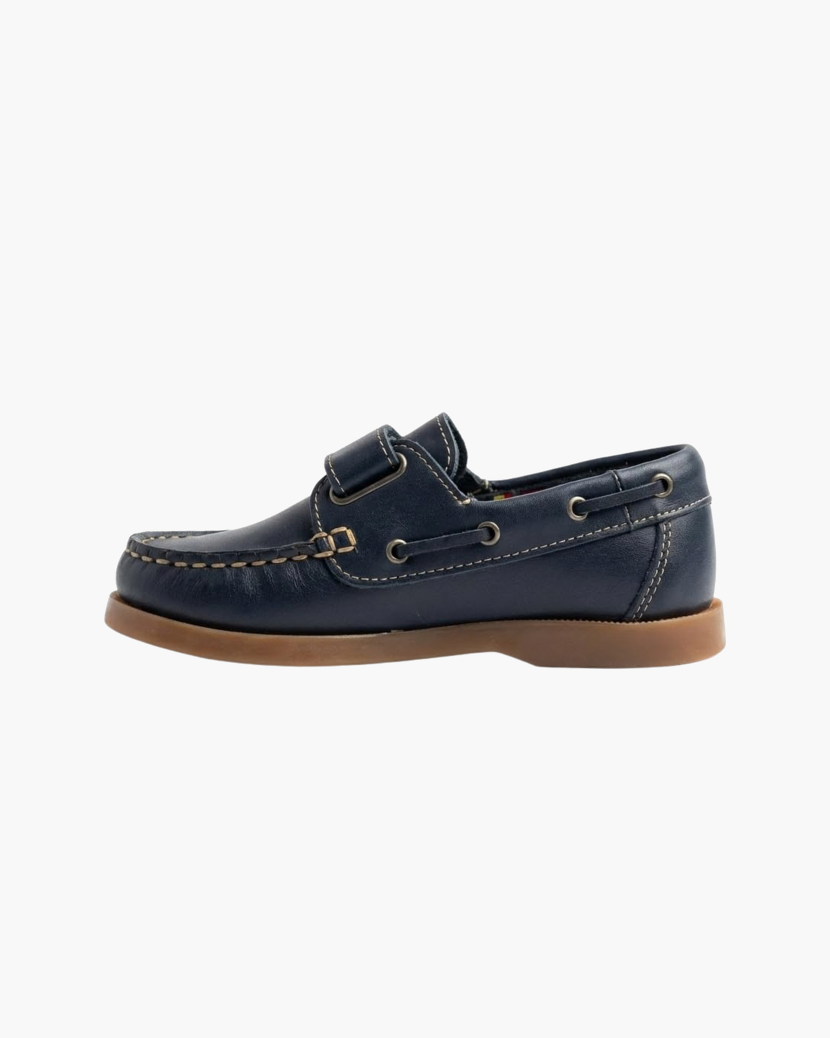 Zapatos náuticos de Cuero Azul Marino para niño con Cordones - Azul Marino