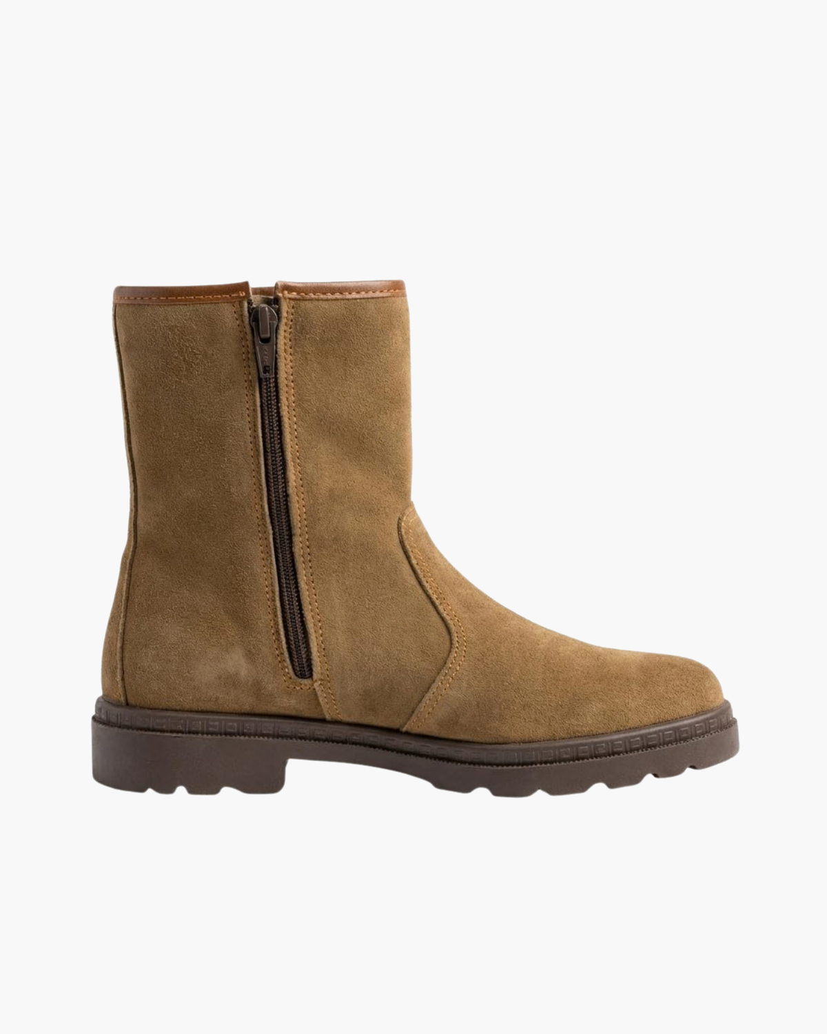 Botas de piel y serraje marrones para hombre con cremallera - Tabaco